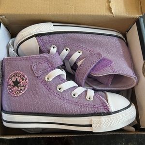 Converse Purple Glitter High Top Toddler Girls